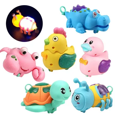 Cute Chick Clockwork Animal Pull Strings LED Lighting Model Baby Funny Kids Development Toy