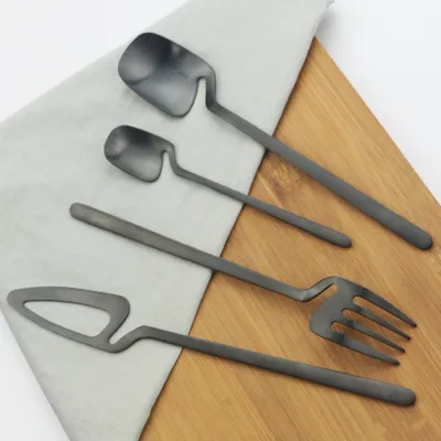 Cross-Border Western-Style 7-Piece Portable Cutlery Set Hanging Cup Cutlery Set Stainless Steel Travel Camping Cutlery