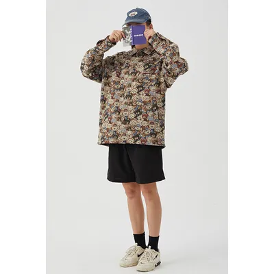 Harajuku Cartoon Couple Loose Bear Korean Jacket