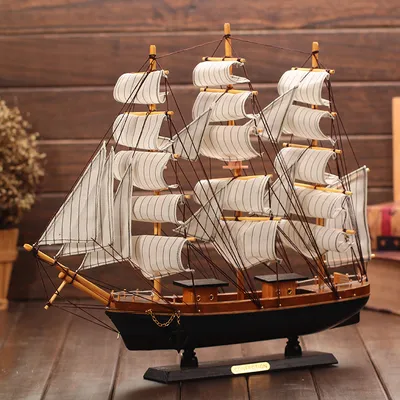 Craft Wooden Boat 16cm-50cm Solid Wood Sailing Model
