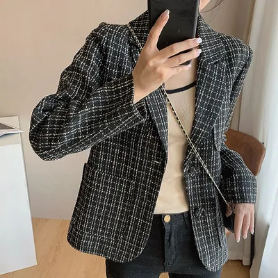Clothing Temperament High-end Sense Of Plaid Suit Design Sense