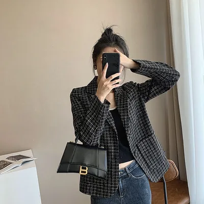 Clothing Temperament High-end Sense Of Plaid Suit Design Sense