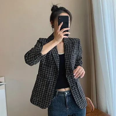 Clothing Temperament High-end Sense Of Plaid Suit Design Sense