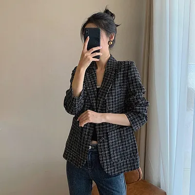 Clothing Temperament High-end Sense Of Plaid Suit Design Sense