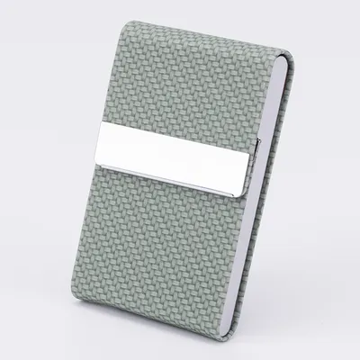 Business Fashion Male Stainless Steel Thick Cigarette Case Anti-pressure Sticker PU Office Gift Box