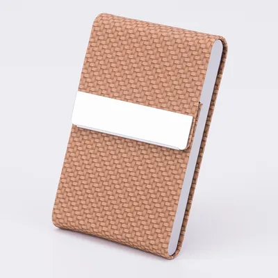 Business Fashion Male Stainless Steel Thick Cigarette Case Anti-pressure Sticker PU Office Gift Box