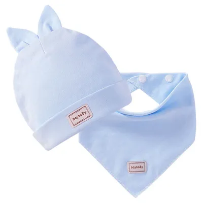 Cute Kids Hat Cap with Bibs Candy Solid Colors Boys Girls Baby Beanies Hats Cotton Born Baby Hat
