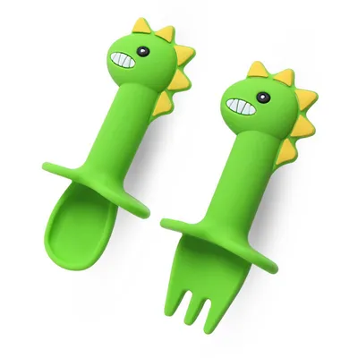 Baby Grid Plate Training Fork and Spoon Set