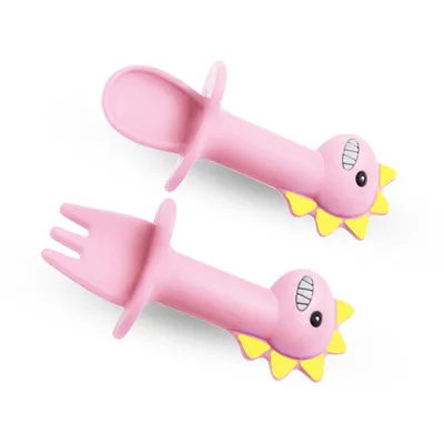 Baby Grid Plate Training Fork and Spoon Set