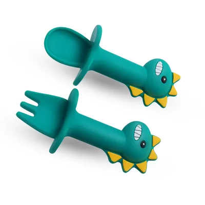 Baby Grid Plate Training Fork and Spoon Set