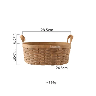 Hand-woven Old Carbonized Wood Chip Handle Storage Basket