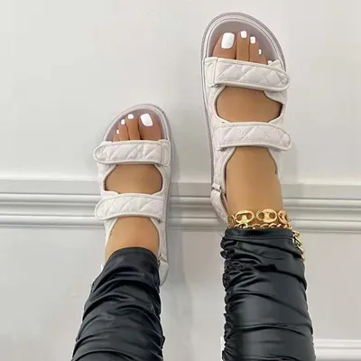 Amoi Mid-heel Soft-soled Small Fragrance Velcro Sandals