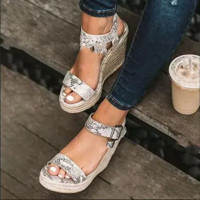 Fish Mouth Sandals With Trifle Sole Wedge Belt Buckle