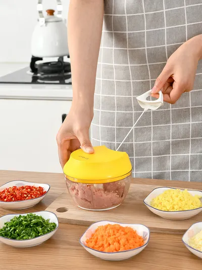Manual Vegetable Cutter Household Kitchen Multi-function Manual Meat Grinder Cooking Machine Pull Rope Stir Garlic Vegetable Shredder