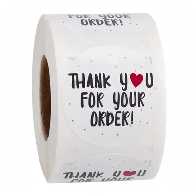 Round Thank You For Ordering Sticker Store Gift White Label Sticker 500 Pcs