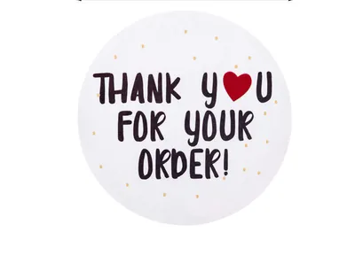 Round Thank You For Ordering Sticker Store Gift White Label Sticker 500 Pcs