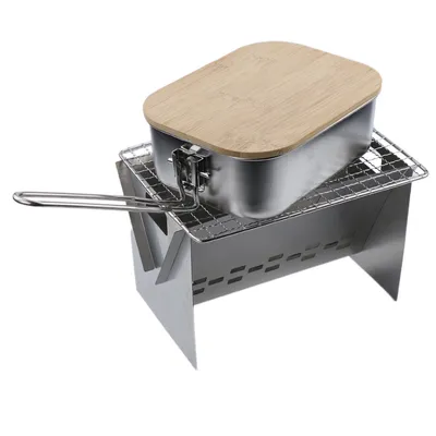 Stainless Steel Portable X-shaped Grill DIY Card Grill New Mini Folding Camping Wood Stove