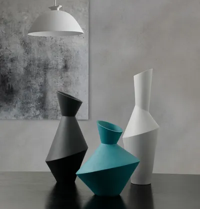 Style Home Decoration Vase Abstract Crafts living Room Soft Decoration Geometric Ceramic Flower