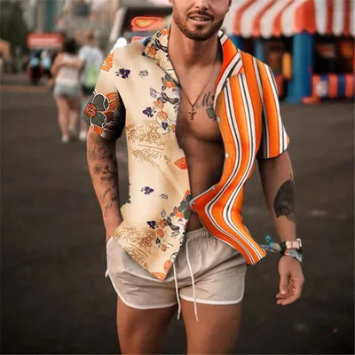 Cross-Border Hot Models Amazon Ebay European And American Men's Short-Sleeved Fashion Shirts Shirts New Tops Men's Trend