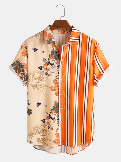 Cross-Border Hot Models Amazon Ebay European And American Men's Short-Sleeved Fashion Shirts Shirts New Tops Men's Trend