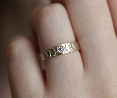 Simple Moon Round Missing Zircon Ring Creative Small Fresh Total Lunar Eclipse Ring Ring