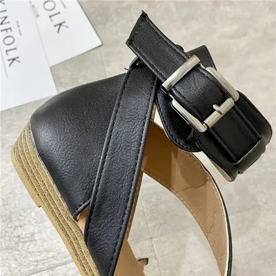 Hollow Flip Flops Retro Solid Color Strappy Sandals