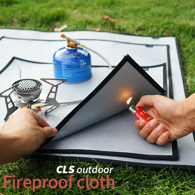 Outdoor Camping Fireproof Cloth Picnic Barbecue Heat Insulation Pad Flame Retardant High Temperature Resistant Silicone Coating Fiberglass Fire Blanket