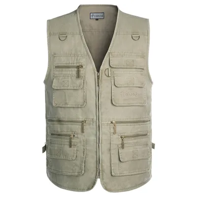 Middle-Aged And Elderly Men's Vest Multi-Pocket Loose Plus Size Outdoor Fishing Photojournalist Waistcoat