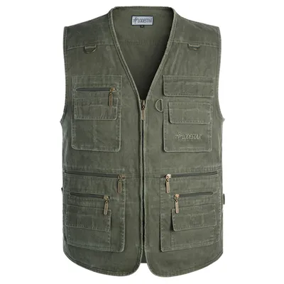 Middle-Aged And Elderly Men's Vest Multi-Pocket Loose Plus Size Outdoor Fishing Photojournalist Waistcoat