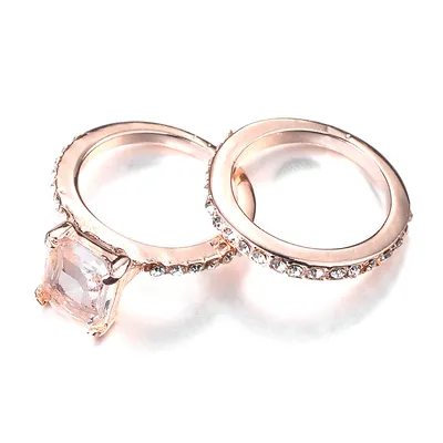 Two-Piece Vintage Diamond-Set Crystal Square Ring