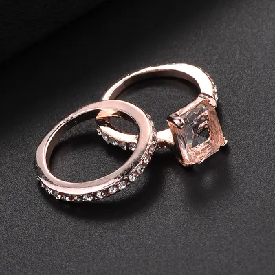 Two-Piece Vintage Diamond-Set Crystal Square Ring