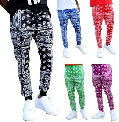 Printed Slim Running Men'S Casual Hip Hop Trend Flower Pants