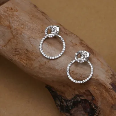 Micro Pave Zircon Front And Back Circle Stud Earrings For Women New Jewelry Delicate Earings Wholesale