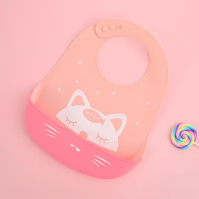 Waterproof Soft Baby Silicone Bibs Cute Cartoon Printed Kids Girl Boy Adjustable Children Bib Baby Lunch Feeding Stuff