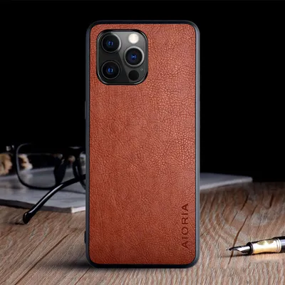 Compatible with Apple, Iphone 12 Pro Max Mobile Phone Case With Lychee Pattern Mobile Phone Case