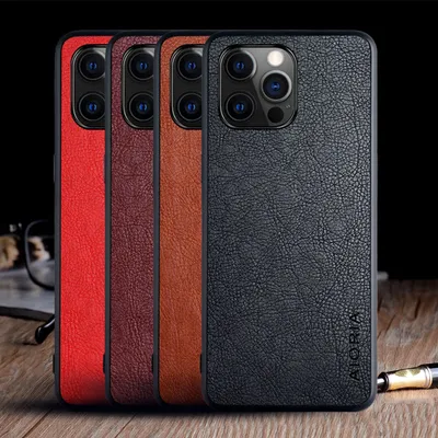 Compatible with Apple, Iphone 12 Pro Max Mobile Phone Case With Lychee Pattern Mobile Phone Case