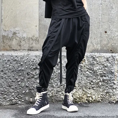 Men's Fringed Rope Pleated Harem Pants