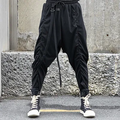 Men's Fringed Rope Pleated Harem Pants