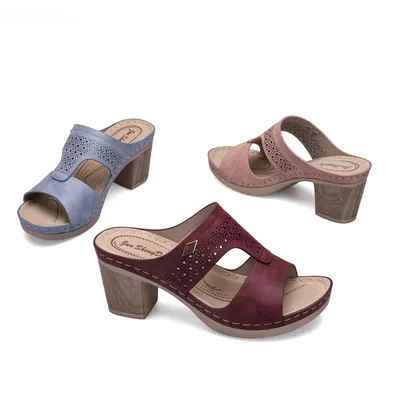 Chunky Heel Roman Cutout Fish Mouth Sandals