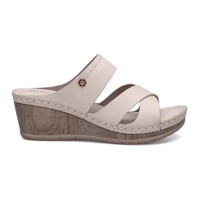 Casual And Comfortable European And American Large Size Slope Heel Slippers Women