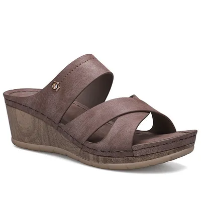 Casual And Comfortable European And American Large Size Slope Heel Slippers Women