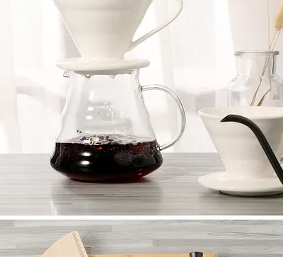 Hand-Made Coffee Pot Set, Household Drip-Type Filter Cup, Glass Sharing Pot, Coffee Filter, Narrow-Necked Pot Combination