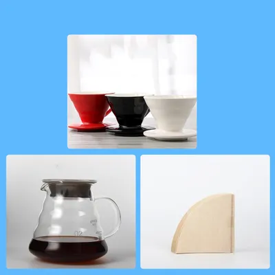 Hand-Made Coffee Pot Set, Household Drip-Type Filter Cup, Glass Sharing Pot, Coffee Filter, Narrow-Necked Pot Combination