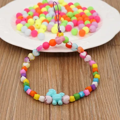 Mobile Phone Chain Candy Color Love Acrylic Beads Short Mobile Phone Lanyard Women