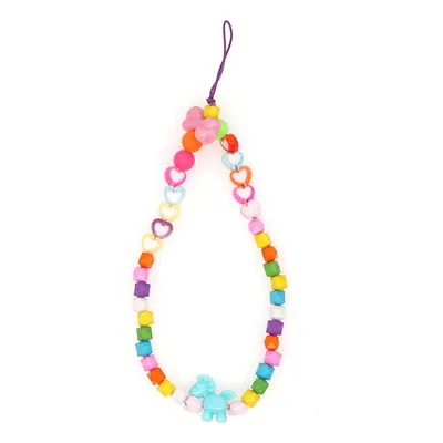 Mobile Phone Chain Candy Color Love Acrylic Beads Short Mobile Phone Lanyard Women
