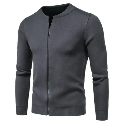 New Men's Knit Sweater Fashion Solid Color Cardigan Outer Wear Sweater