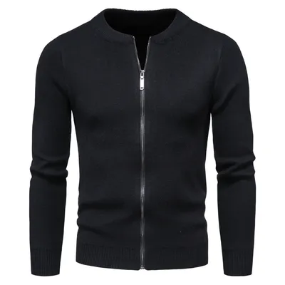 New Men's Knit Sweater Fashion Solid Color Cardigan Outer Wear Sweater