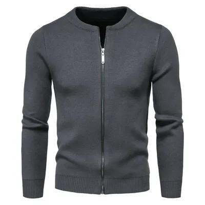 New Men's Knit Sweater Fashion Solid Color Cardigan Outer Wear Sweater