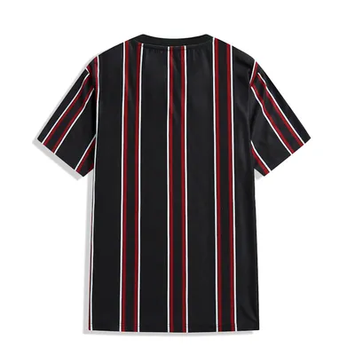 Camiseta de Color contrastante para hombre, camisa informal de verano con cuello redondo de manga corta a rayas verticales, ropa deportiva para hombre