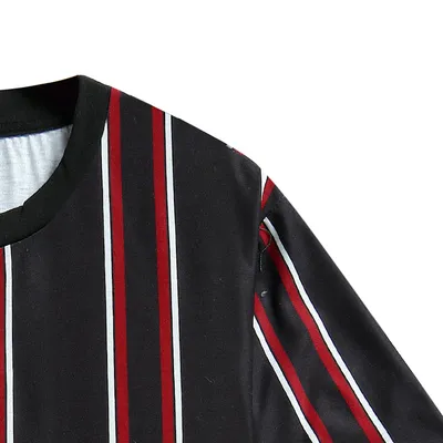 Camiseta de Color contrastante para hombre, camisa informal de verano con cuello redondo de manga corta a rayas verticales, ropa deportiva para hombre